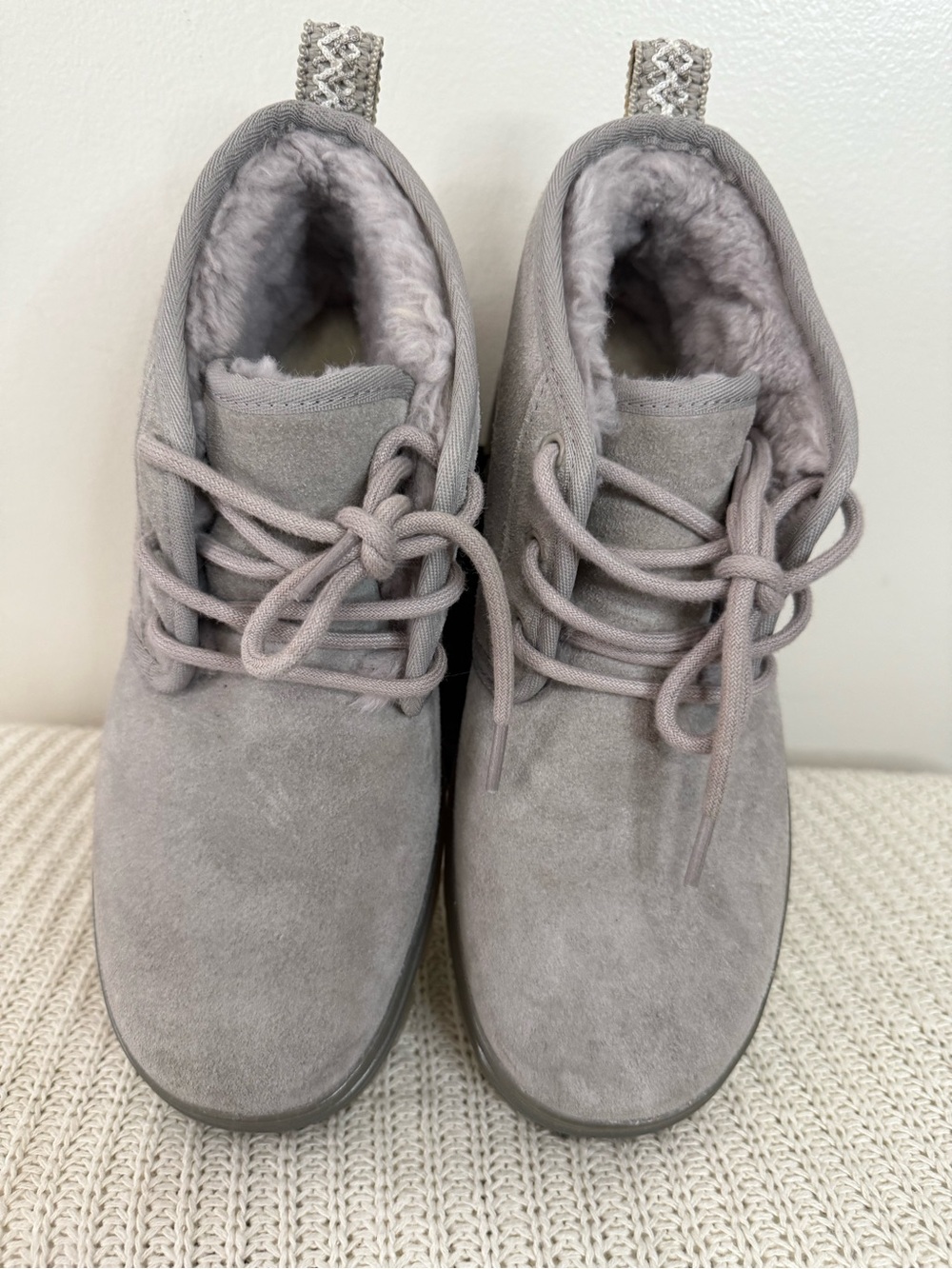 UGG Neumel Cozy Grey Suede Lace-Up Ankle Boots in size 8 - Picture 2 of 15